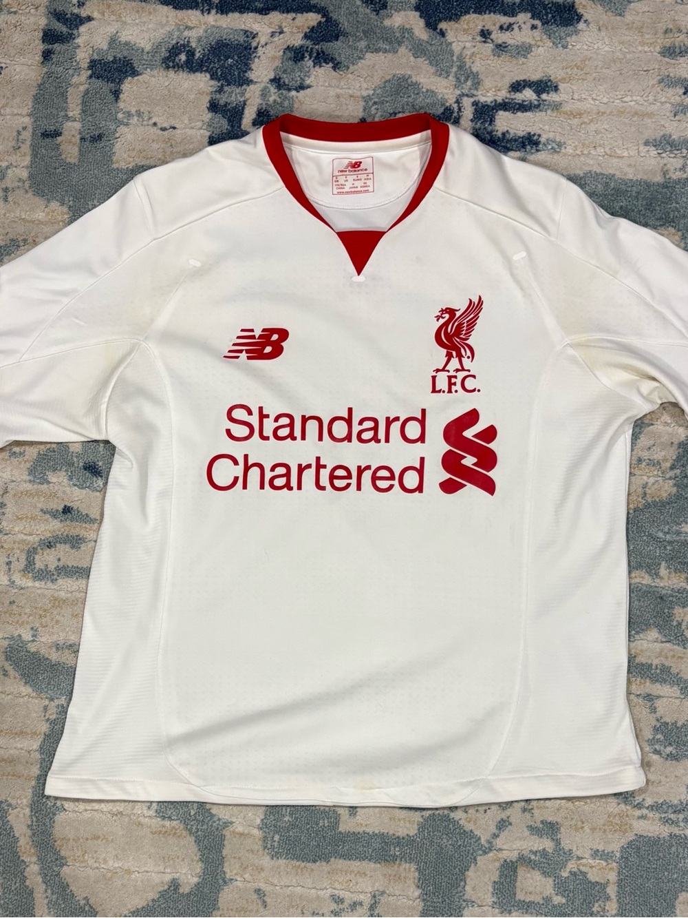 New Balance Liverpool FC White & Red Football Shirt 2015/2016 Away Jersey